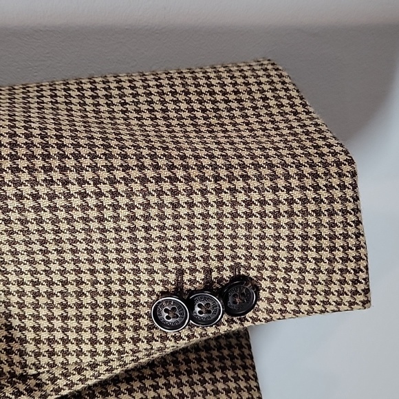 346 Brooks Brothers Herringbone Elbow Patch Wool Blazer Brown - Picture 9 of 11